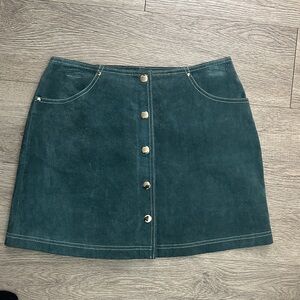 Green Button-Front Women's Skirt